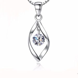 Swarovski Elements 925 Sterling Silver Dangling Solitaire Necklace NEW